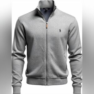 Polo by Ralph Lauren Estate Rib Light Gray Zip-Up Sweater Sz S